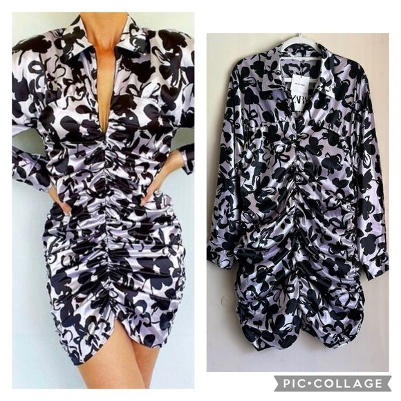 NWT ZARA The Dita Dress Satin Effect Size XL Lavender Rugged Bloggers Favorite - Picture 1 of 15